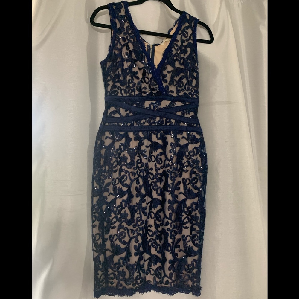 “Just me” brand lace sequin eyelet fitted dress